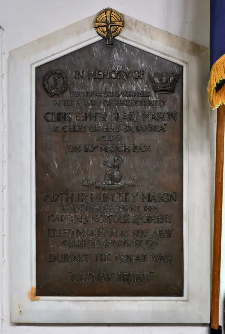 Captain Arthur Humfrey Mason plaque