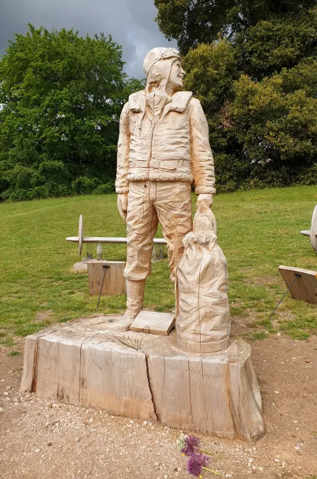 Wooden sculpture of Allied airman