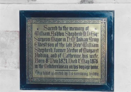 Photograph of memorial plaque for W A Shepherd