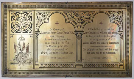 Brass plaque to Lieut F M Royds RN