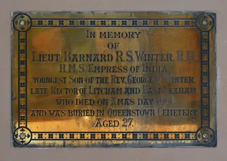 Lieutenant Barnard R S Winter plaque detail