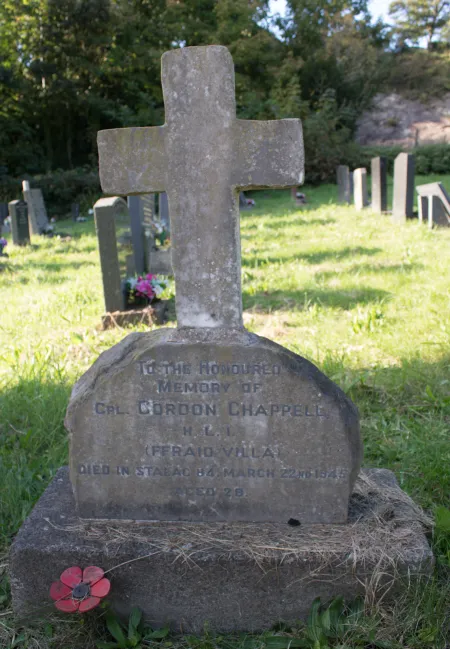 memorial for Cpl. Gordon Chappell, who died on the 22nd March 1946, aged 28.