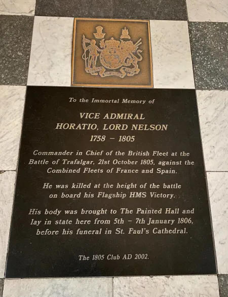 Lord Nelson lying in state plaque 