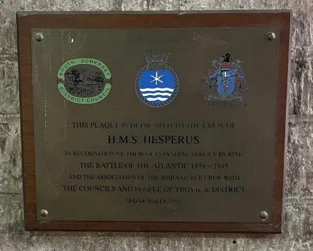 HMS Hesperus plaque St Johns Yeovil