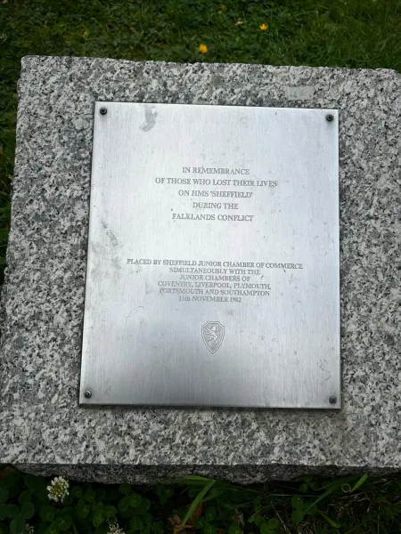 Steel plaque on granite plinth