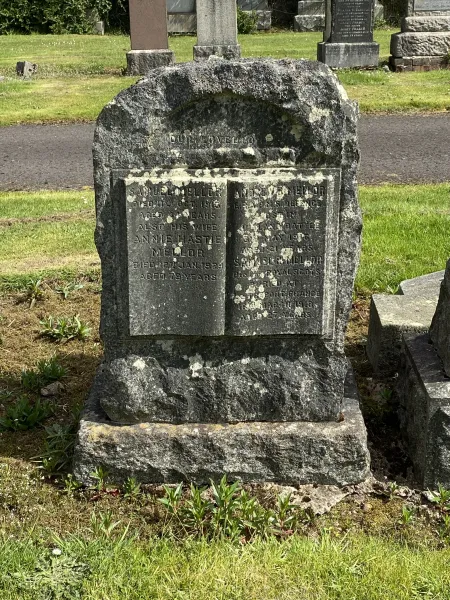 Gravestone shaped like an open book