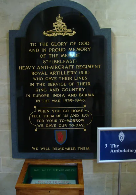 Memorial tablet mounted on a board