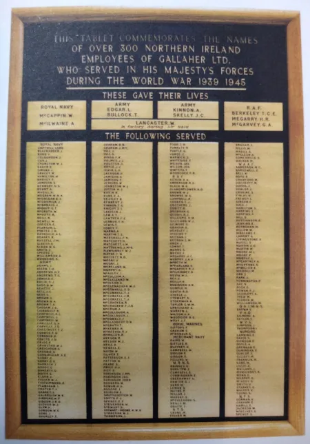 Roll of Honour taken from a history of the firm "Smoke Signals" copy kept in the Linen Hall Library