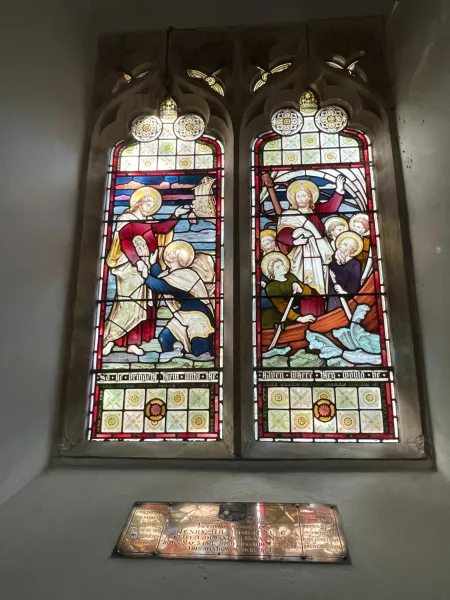 Window and plaque.