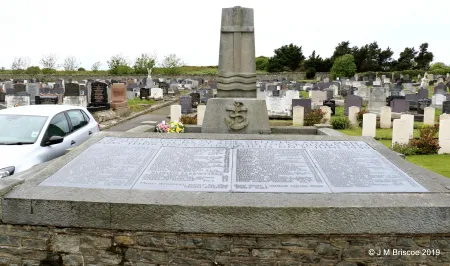 Memorial to those lost on H.M.S. THETIS in Mynwent Maeshyfryd Cemetery, Holyhead. (2019)