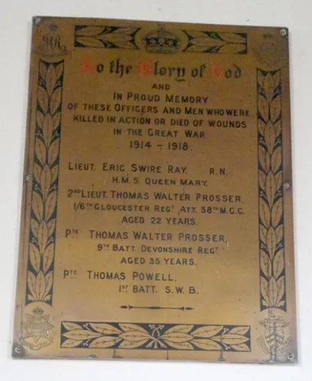 Llanhamlach Parish Memorial Plaque-WW1