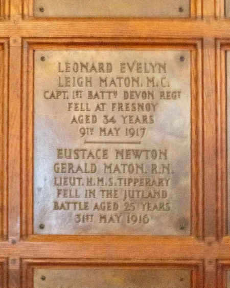 Captain L E L Maton MC and Lieutenant (Royal Navy) E N G Maton, Warrior Chapel