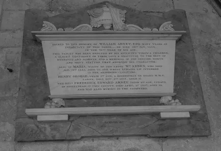 Arney family tablet including Midshipman Henry Arney Salisbury Cathedral Wiltshire