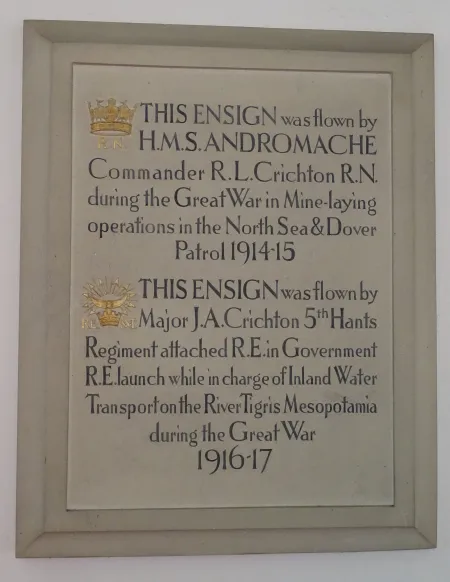 Crichton Family commemorative tablet in St Edwards Church Netley Abbey Hampshire