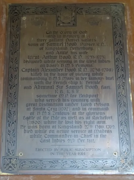 Hood family Naval Service St Mary's Church Netherbury Dorset