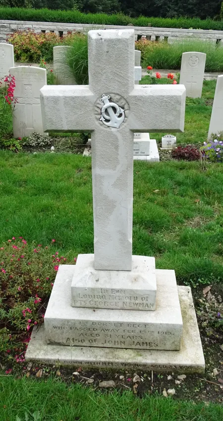General View of the gravestone with commemoration to John James Newman Hollybrook Cemetery