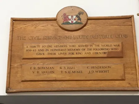The Northern Ireland Civil Service World War II plaque