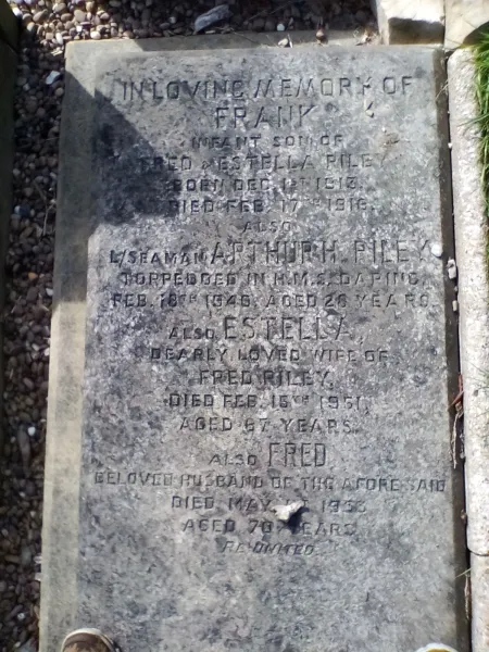 Leading Seaman Arhtur H Riley - KIA 18 Feb 1940