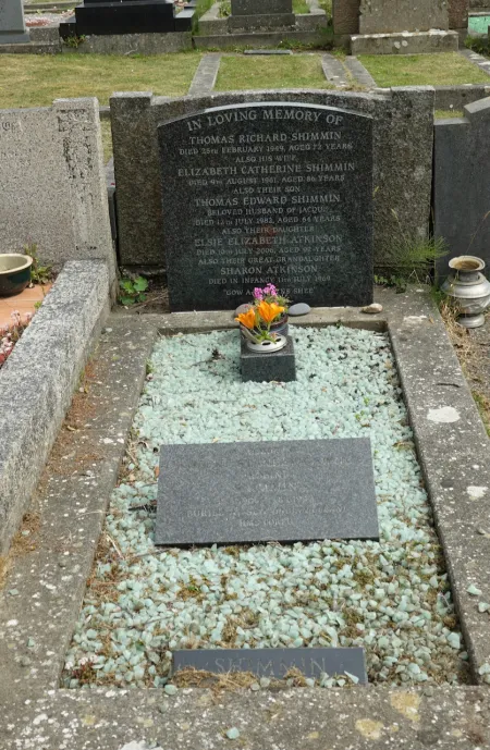 The marker in front of the family headstone
