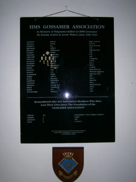 HMS Gossamer Association - WW2 names