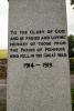 First World War inscription in black capital lettering. 