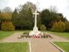 Overview of memorial cross in garden