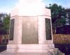 Base of memorial with lists of names.