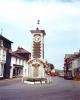 Rhayader, wide image of clocktower memorial.