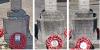 Memorial standing on a circular island at a road junction. Image shows close-ups of faces.
