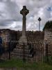 Celtic style wheel cross on square plinth
