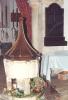 Church font with wooden cover.
