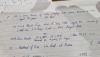Hand written note of inscription made by Church Warden