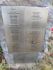 Close-up of stone of remembrance with names on panels