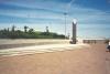Black truncated obelisk that functions as a sundial