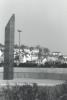 Black truncated obelisk that functions as a sundial 