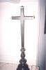 Pewter altar cross with inscription