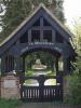 Lych gate showing side of right hand support base tablet