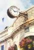 Clock attached to exterior wall