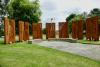 The memorial panels and benches
