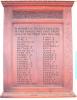 Wooden board with names in two columns