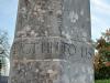 The words NOT UNTO US carved into the middle part of the obelisk