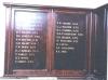 Wooden panel with inscription in gold painted lettering