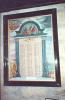 Blue and white roll of honour in frame, names in three columns