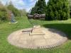 Christmas Truce sculpture on a circular pavement.