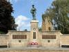 Statue of soldier at centre of wall