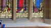Stained glass window inscription