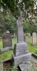 A granite Celtic Cross with an ornate Celtic design on a plinth over a family vault
