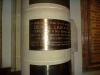 Brass plaque on pillar in Harrow School Chapel commemorating Denzil Laborde