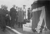 Ince-in-Makerfields- Dedication - coated figure is Stephen Walsh, MP for Makerfield whose son Arthur died. The mortar-boarded Vicar is Rev Bryson