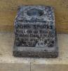 A close view of one of the freestanding dedicatory stone potholders Gosberton Memorial